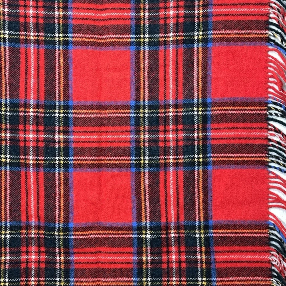 Scottish Wool Tartan Blanket Throw Royal Stewart Plaid Heather Isle 56x35